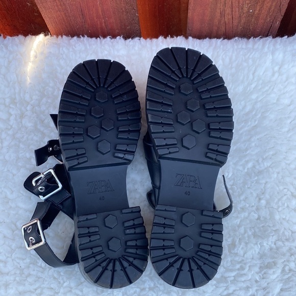 Zara Women Platform Track Sole Sandals Buckles Size 40 - Picture 8 of 12